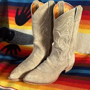 Frye Mens Cowboy Boots 9 1/2 Beige/Tan Suede
